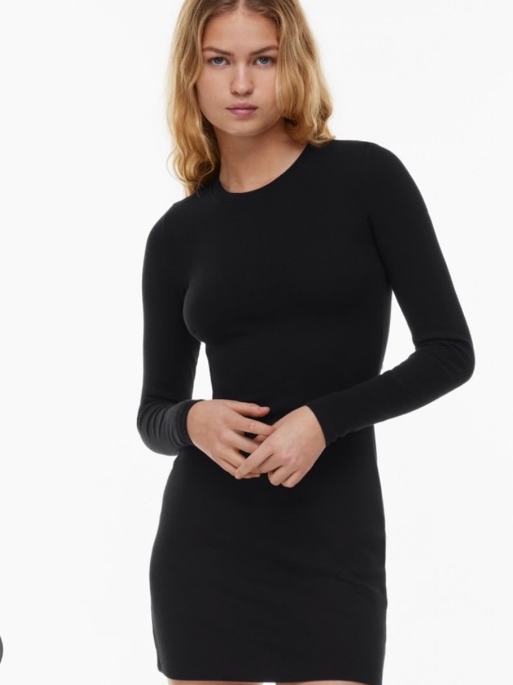NWT TNA Slim-Fit Black Long Sleeve Mini Dress